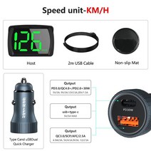 자동차속도계 UHD 헤드업디스플레이 호환 WYOD 2023 최신 GPS HUD 디지털 속도계 플러그 앤 플레이 모든 자, 01 KMH-Charger