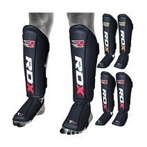 RDX MMA 발등 보호대 신 패드 마야 가죽 무에타이 스파링 킥복싱 가라데 BJJ, Schwarz, L