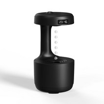 USB 자동차 가습기 800ML LED 디스플레이 라이트 중력 방지 물방울 공기 청정기 미스트 메이커 아로마 에센셜 오일 디퓨저, Black