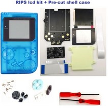 디붐 디투 픽셀 블루투스 스피커레스트로 픽셀 슈퍼 OSD 버전 RIPS LCD 고휘도 백라이트 키트 게임보이 DM, 06 Clear blue