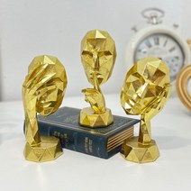 모던 골드 조각상 생각하는 사람 얼굴 추상 동상 장식 인형 인테리어 소품 디자인 상품, B