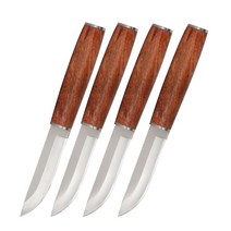 서바이벌나이프 캠핑용칼 헌팅나이프 스테인레스 스틸 식기류 다목적 필링 로즈 우드 핸들 주방 유틸리티, 4개 세트