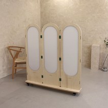 다빈 폴리 자작나무 이동형 바퀴 낮은 3단 파티션 (1200) 까페 사무실 칸막이 인테리어 가림막 가벽, 브라운