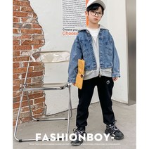 JS4277 남아 키즈 주니어 봄 가을 고퀄 데님 청 면혼방 후드 하프 청자켓 점퍼 재킷 캐주얼 바람막이 아우터 데일리 아동복