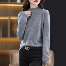 YUEWAN 여성 하프넥 반목 니트
