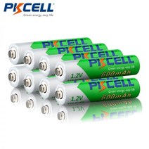 자동차 교체 대용량 PKCELL AAA 사전 충전 배터리 1.2V NIMH 600mAh 낮은 자체 방전 Ni-MH aaa 충전식 (사이클 1200 회 포함) 8 개, 1.2V_CHINA, 1개
