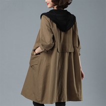 꽃소담 중년여성 봄가을 루즈핏 하프 트렌치코트 빅사이즈QQA1485