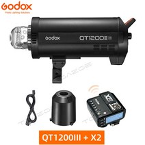 카메라플래쉬 사진 촬영 조명 카메라 후레쉬 Godox QT400III QT600III QT1200III GN65 18000s 고속 동기화 스튜디오 플래시 스트로브 라이트 24G, QT1200III add X2T+for Canon