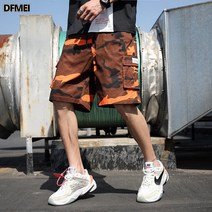 DFMEI 남성 캐주얼 반바지 와이드 트레이닝 카고 반바지 빅사이즈 5부 팬츠