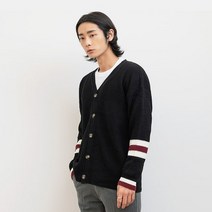 남자 오버핏 가디건 가을 겨울 배색 남자 명품 가디건