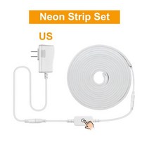 파우더룸 화장대 조명 유연한 네온 LED 백라이트 거울 조명 화장대 메이크업 조명 DC 12V 터치 조광기 스위치 욕실 드레싱 벽 램프, With US Plug Dimmer, 5m, Yellow