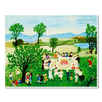 모모픽스 보석십자수 40x50cm 캔버스액자, DJ05 그랜드마 모지스 생일케이크