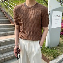 [4TYPE]머슬핏 린넨 케이블 반팔 니트(5color)