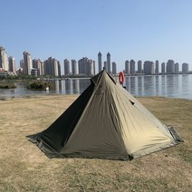 A형 솔캠 텐트 비박 최고의 야외 캠핑 피라미드 해변 1 인용 텐다 장비 및 난연제 210D, 2.outer tent
