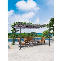 스카이어닝 루프탑 카페 차양 테라스 조립식 파빌리온, 1.89x2.6m시트+테이블포도선반