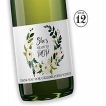 GENDER NEUTRAL Baby Shower Mini Champagne Labels ● SET of 12 ● She’s Ready To POP - Thank You for Ce, 1