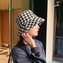 주디앤 여성 가을 겨울 격자 벙거지 모자