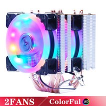 쿨링팬 6히트 파이프 RGB CPU 쿨러 X79 3 핀 PWM 4 인텔 LGA 1150 1366 AMD Ventilador, CHINA_2FANS Colorful RING | Fi