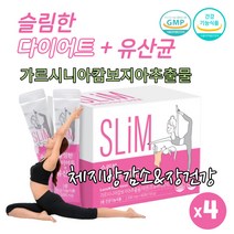 식약처인증 단기간 슬림 가르 가루 시니아 캄보디아추출물 다이어트 체 지방 분해 커트 상체살 아랫뱃살 빼기 유산균 Diet 분말 장 건강기능식품, 60포 X 4박스