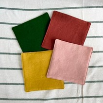 모란이의 상점 컬러 린넨 티코스터 컵받침 홈카페 천아트 프랑스자수 반제품, 옐로우