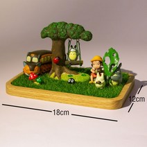 탁상 장식품 마이크로 랜드스케이프 컴퓨터 책상 잡화 사무실 장식 행복 일본식 위안 소품 핸디, 스윙 토토로 모델 + 베이스