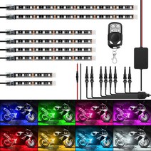 Nilight TL-42 8PCS 오토바이 RGB Led 키트 방수 멀티 컬러 분위기 조명 램프 할리 데이비슨 혼다 가와, 단일옵션