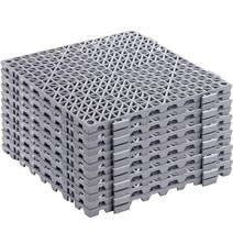 SOUJOY 인터로킹 쿠션 12개 29.5 x 29.5cm(11.6 x 11.6인치) 모듈식 배수 매트 구멍 포함 고무 미끄럼 방지 접합 바닥 타일 매트 수영장 샤워 욕실