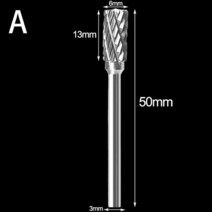 금속 가공 버용 1/8 "생크 3mm 생크 카바이드 디버링 다이 그라인더 더블 컷 로터리 드릴 실버, [01] A