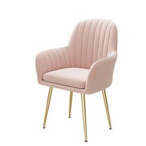 CAICHEN 북유럽 벨벳 체어 화장대 의자 등받이 카페 의자, 핑크 [골드 다리]