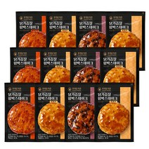 [푸라닭/당일출고] 닭가슴살 함박스테이크 100g 3종 혼합 12팩 (매콤악마/파불로/블랙알리오), 혼합 12팩(매콤4/파불로4/블랙4)