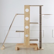 브리스캣 원목캣타워 O타입 (5단 알루미늄폴+해먹+4단보드) 캣타워, CO-PS-브라운