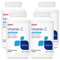 GNC [4개 SET] 비타민 C 1000mg 타임릴리즈 180정 (캐플렛) Vitamin 1000 Timed Release 180caplets, 1
