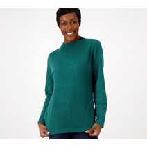 신제품 Denim & Co. S 컴포트 존 베이비 셰르파 퍼널 넥 에버그린 QVC 6757 명품 블라우스