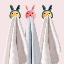 싱크대 주방 행주 고무장갑 걸이 후크 꽂이 무타공 캐릭터 접착도구, 그레이