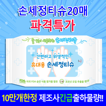 소독제 가정용 버블 손세정제리필 도매 BB935 손세정제대용량 방역 살균제, [한정특가]휴대용 손세정티슈20매(기성품)
