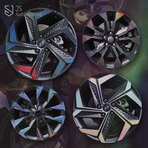 JS automotive 아반떼MD 홀로그램 빛반사 메탈 차량 바퀴 타이어 17인치 18인치 19인치 휠커버 기스 방지 포인트 튜닝 셀프 스티커 부착 튜닝 인테리어 몰딩 용품, 프리즘 홀로그램, 15인치