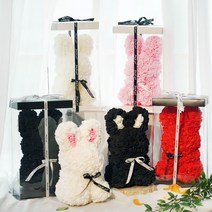 장미토끼 꽃다발 인테리어소품 기념일 케이스 무료포장, 옵션4) 올화이트 버니