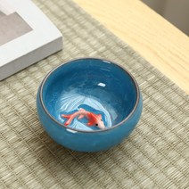 대만 다기 잔 술잔 선물용 물고기잔 세트, 스카이 블루 8개 폼팩터