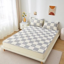 Blossom Bliss 킹사이즈 라텍스 푹신한매트리스커버 패드세트 여름쿨매트, 격자