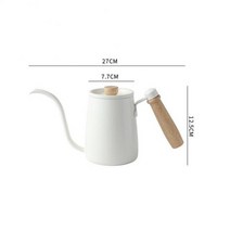 600ml Hand Brewed coffee pot Walnut Wood Swan Neck Thin Mouth Edible grade stainless steel Drip Kett, 01 white, 한개옵션1