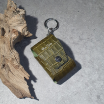 배변봉투 케이스 풉백 Italy 가죽 잠금기능 각인, 투톤올리브, 스냅버튼, 스트랩 타입