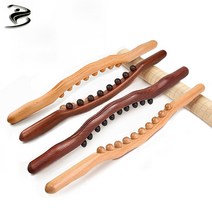 Boknight 다기능 나무 경락 도구 스크래핑 마사지 스틱, 너도밤나무 20구슬