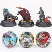 애니메이션 고질라 피규어 장난감 6.5CM 귀여운 PVC 액션 모델 완구 캡슐 홈 콜렉트 브린케도스 피그 3PCS 3pcs one bag, 혼합색상, 1세트