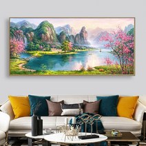 흐르는물 재물운 사무실 거실 보석십자수 재료 만들기, 큐빅 100x50cm