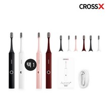 [KT알파쇼핑][더블세트/본체2개+칫솔모8개] 크로스엑스 음파전동칫솔, 블랙+화이트