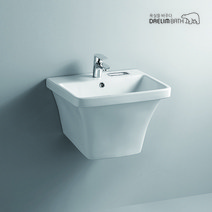 CL-358D/대림바스/원홀세면기/세면대/일체형세면기/대림세면대/평면붙임세면기/비누대세면기/CL358D, 수동, S자트랩 (바닥배수), 대림정품폽업/트랩