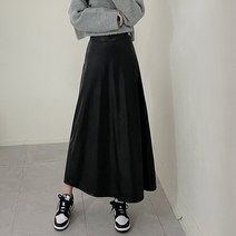 [자체제작!/기장긴빅사이즈] 26-38 레더에이라인SK 올사이즈 키큰녀치마 플러스사이즈 에이라인롱스커트 인조가죽