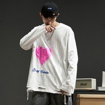 블라크12 남녀공용 힙합 ﻿봄 가을 스트릿 오버핏 프린팅 긴팔 X-HOT