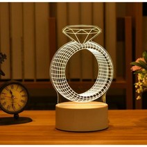 로맨틱 러브 3D 램프 하트 모양의 풍선 아크릴 LED 야간 조명 장식 테이블 램프 발렌타인데이 연인 아내의 선물, Diamond ring
