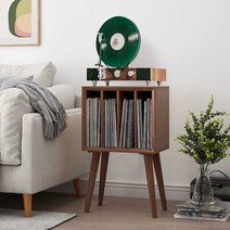 LP판 원목 수납장 레코드 보관함 장식장 CD 진열장, 브라운 45x35x76cm